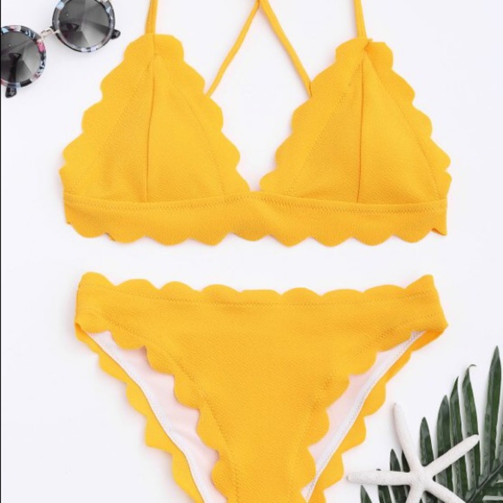Yellow Scallop Zaful Swimsuit